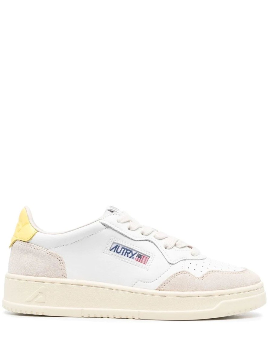 Women Autry Trainers | Autry Medalist In Suede White, Lemongrass