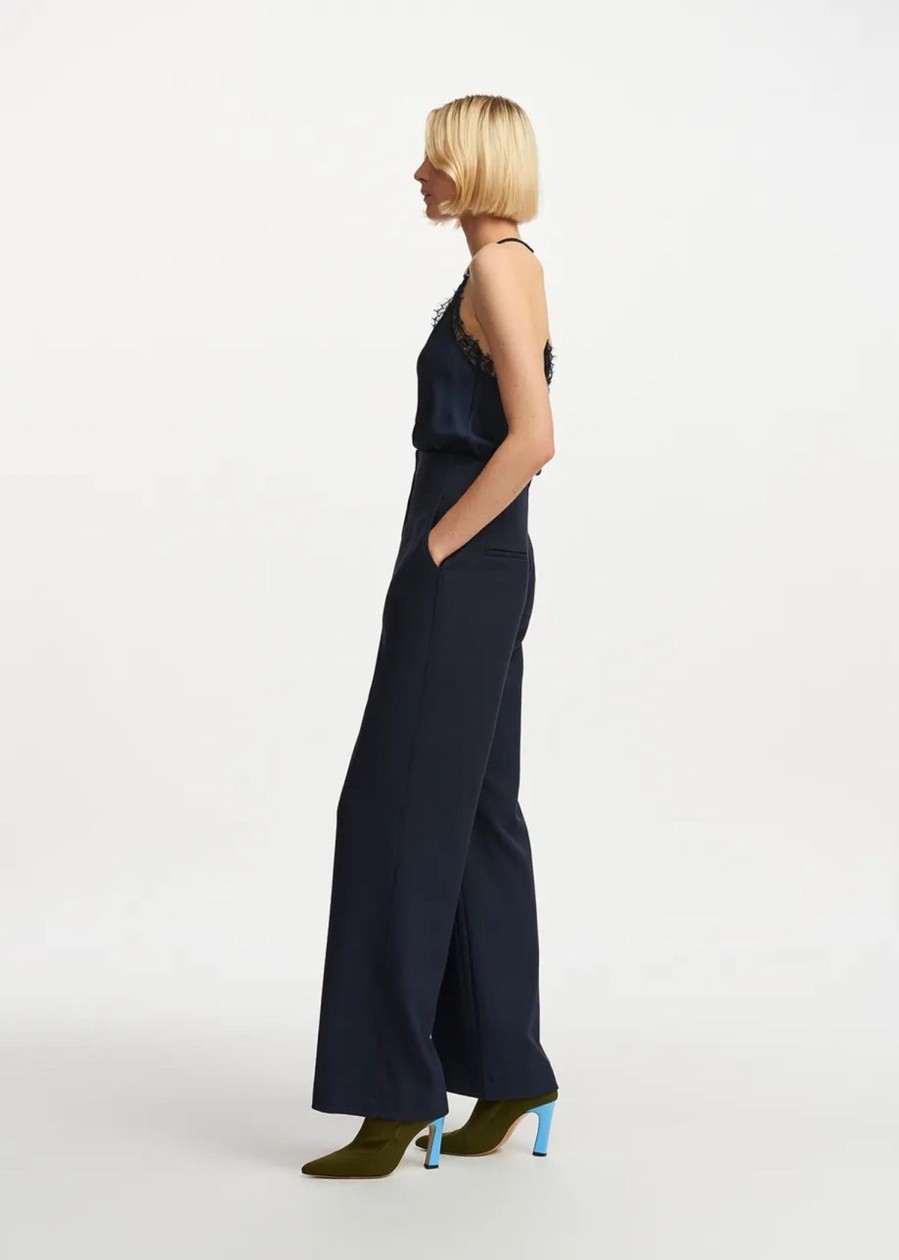 Women Essentiel Antwerp Trousers | Ea Fermission Wide Leg Pant In Navy