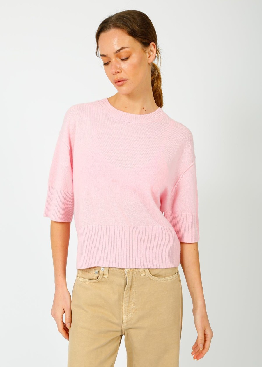 Women Crush Cashmere Knitwear | Crush Flamenco Cashmere Mix Tee In Candy Floss