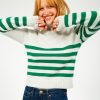 Women Jumper 1234 Knitwear | Ju Invert Stripe Roll Collar Knit In Leaf Green