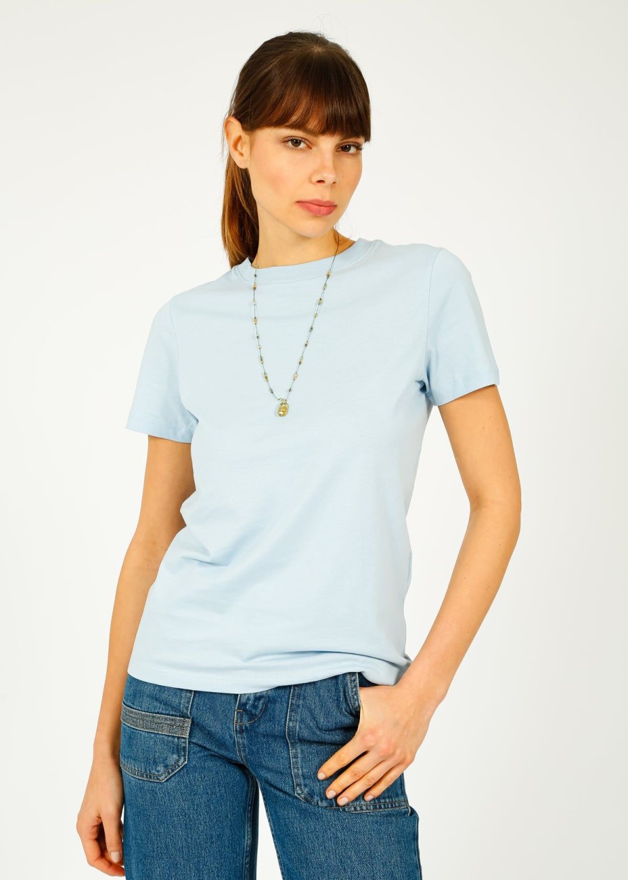 Women Selected Femme Tops | Slf Essential Ss Tee In Cashmere Blue