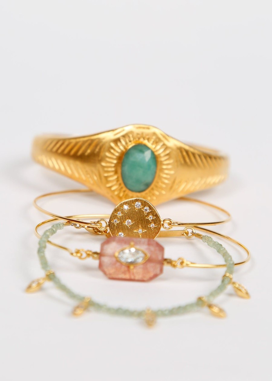 Women Hanka Jewellery | Hanka Osiris Bangle In Raw Emerald