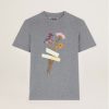 Women Golden Goose Loungewear | Gg Golden Flowers And Tapes T-Shirt In Grey