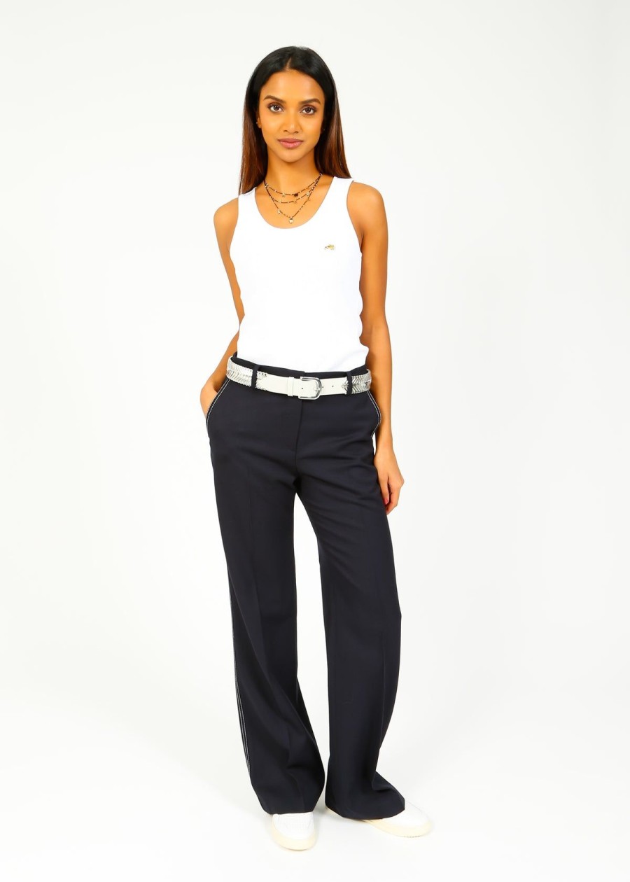 Women Bella Freud Trousers | Bf Slim Kim Trouser In Navy