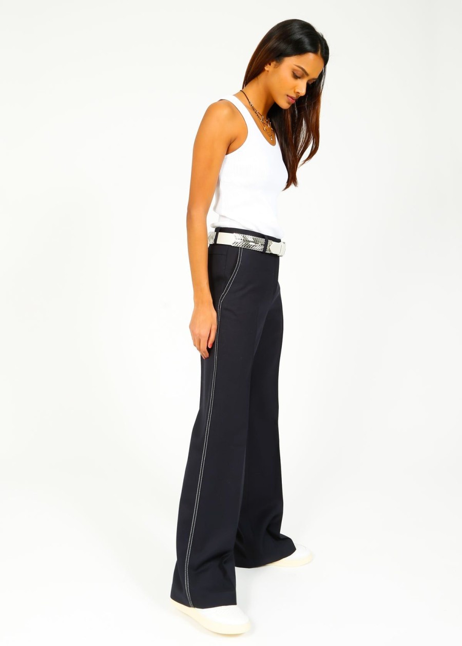 Women Bella Freud Trousers | Bf Slim Kim Trouser In Navy