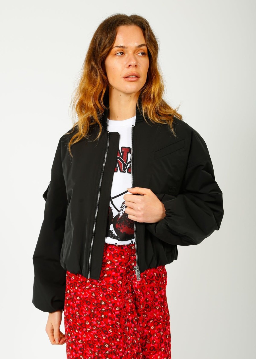 Women GANNI Jackets | Ganni F9180 Oversized Short Bomber