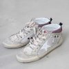 Women Golden Goose Trainers | Gg Mid Star Net In Silver, Violet, White