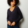 Women Velvet by Graham & Spencer Tops | V Bridget Long Sleeve Top In Ink