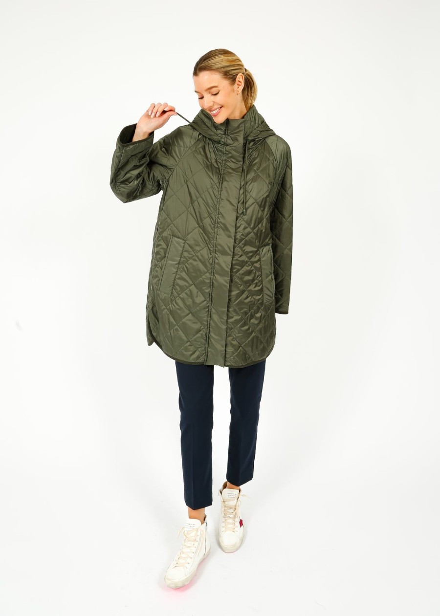 Women Weekend MaxMara Coats | Mm Ribera Quilted Coat In Khaki