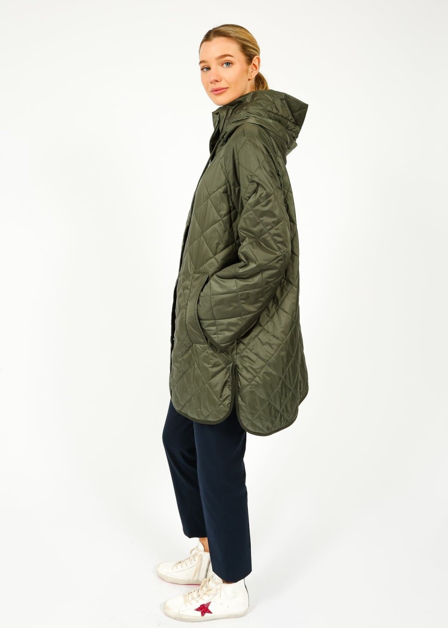 Women Weekend MaxMara Coats | Mm Ribera Quilted Coat In Khaki