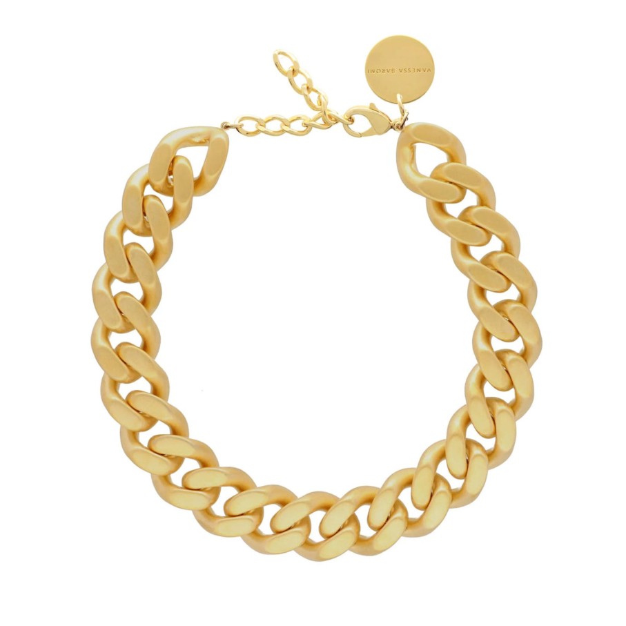 Women Vanessa Baroni Jewellery | Vbaroni Flat Chain Necklace In Gold Vintage