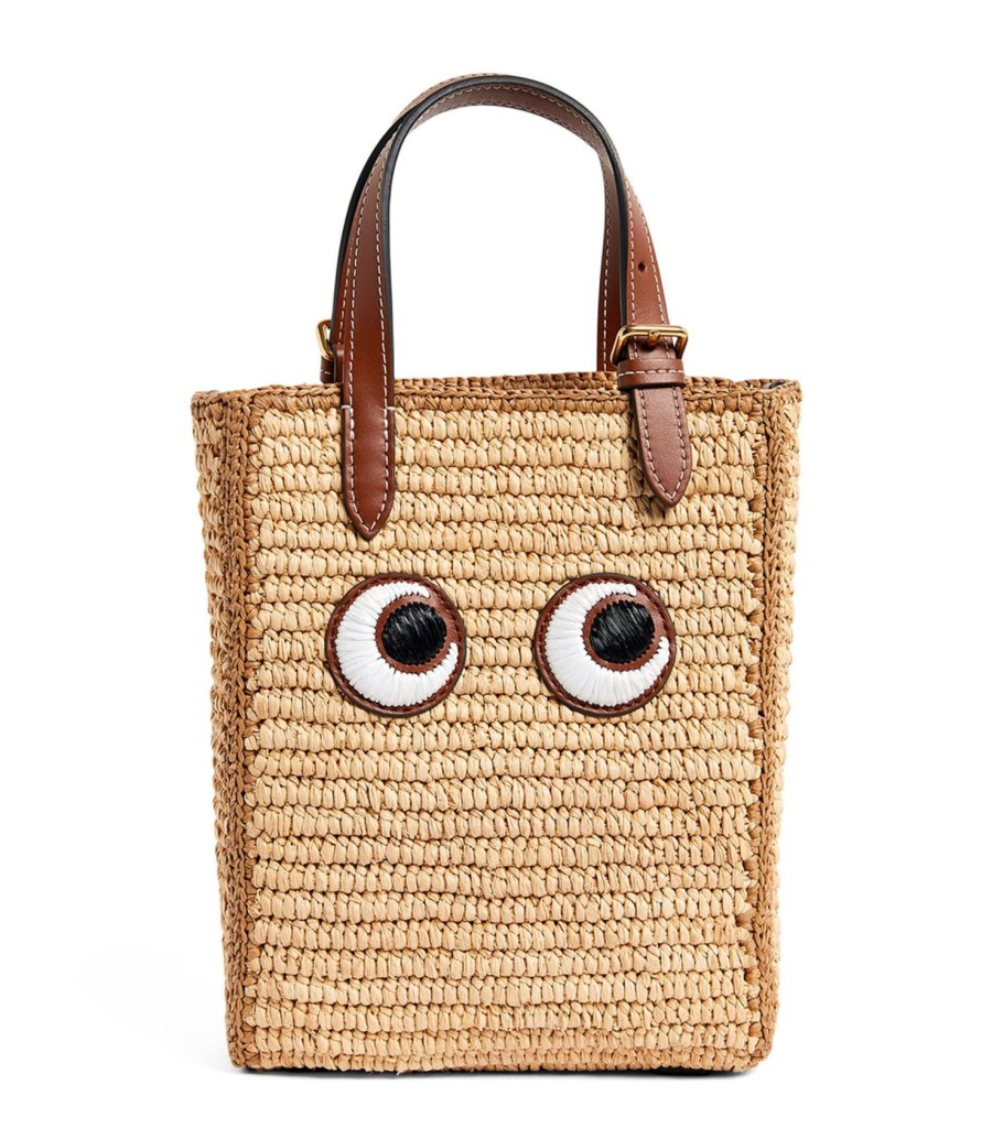 Women Anya Hindmarch Bags | Ah N/S Tote In Mini Eyes In Natural Raffia