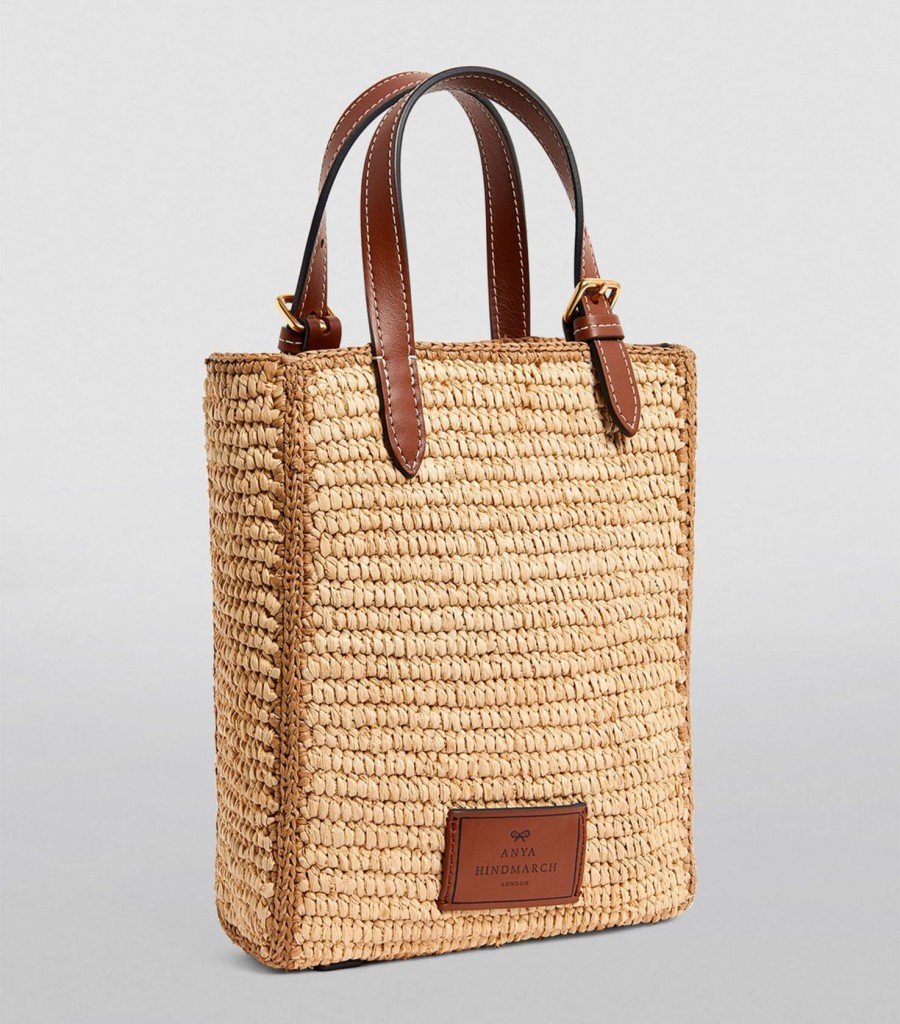 Women Anya Hindmarch Bags | Ah N/S Tote In Mini Eyes In Natural Raffia