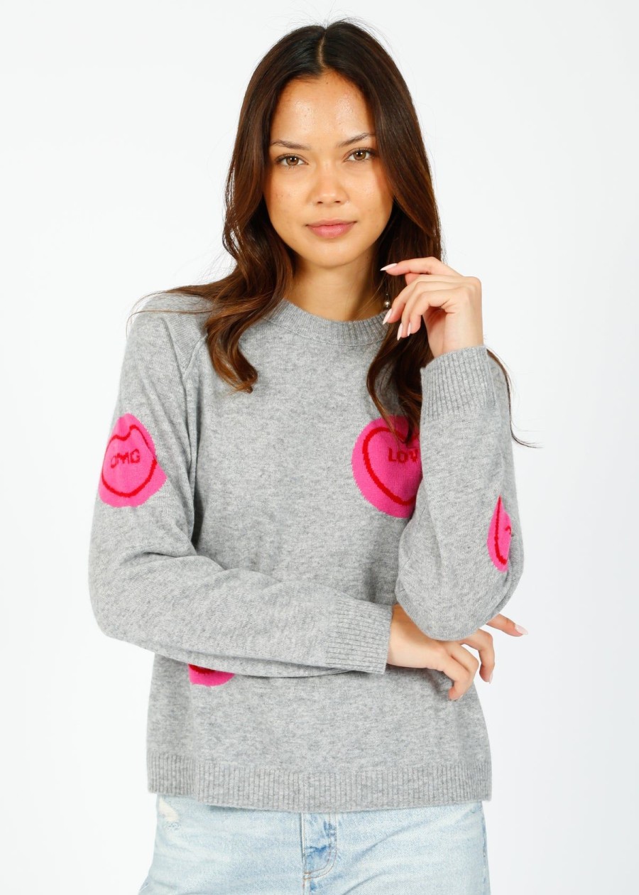 Women Jumper 1234 Knitwear | Ju All Over Hearts Sweat In Mid Grey