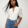 Women Veronica Beard Jackets | Vb Coralee Top In White Lace