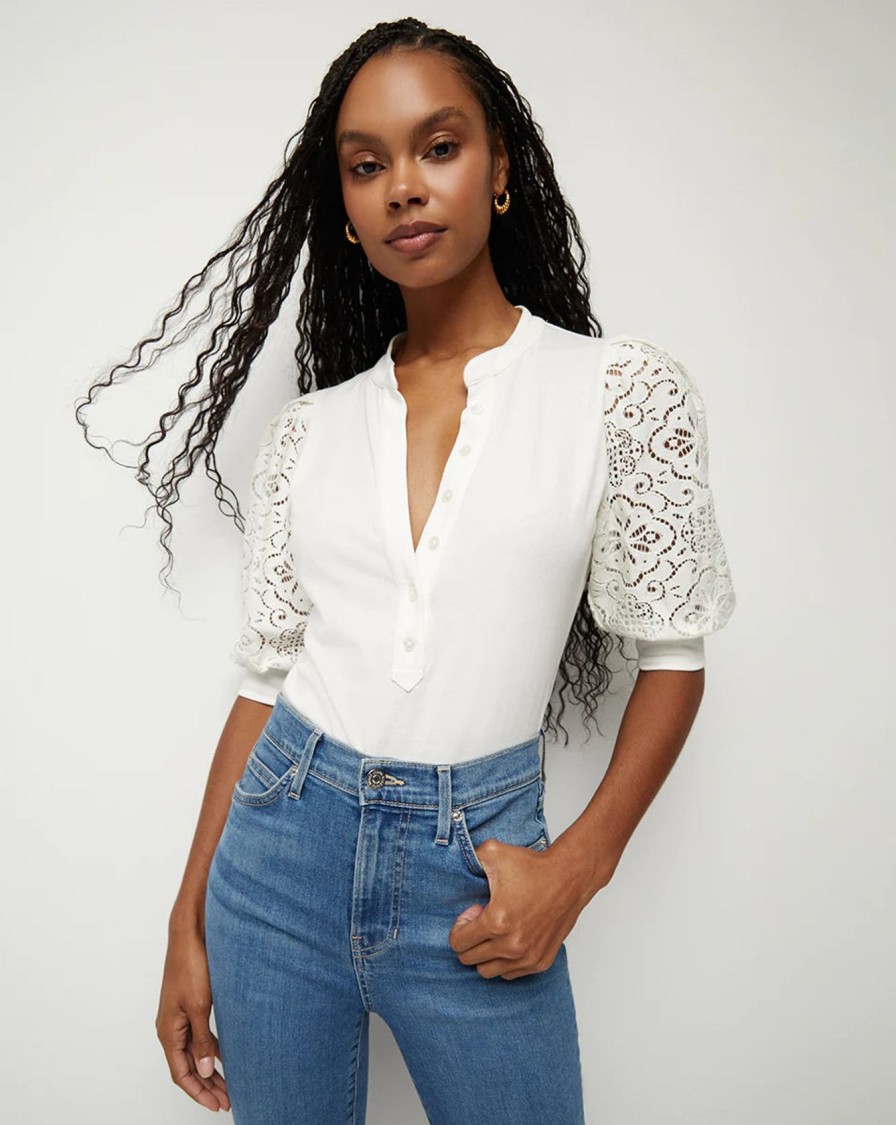 Women Veronica Beard Jackets | Vb Coralee Top In White Lace