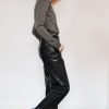 Women Agolde Trousers | Agolde Recycled Leather 90'S Pinch Waist Trousers In Black