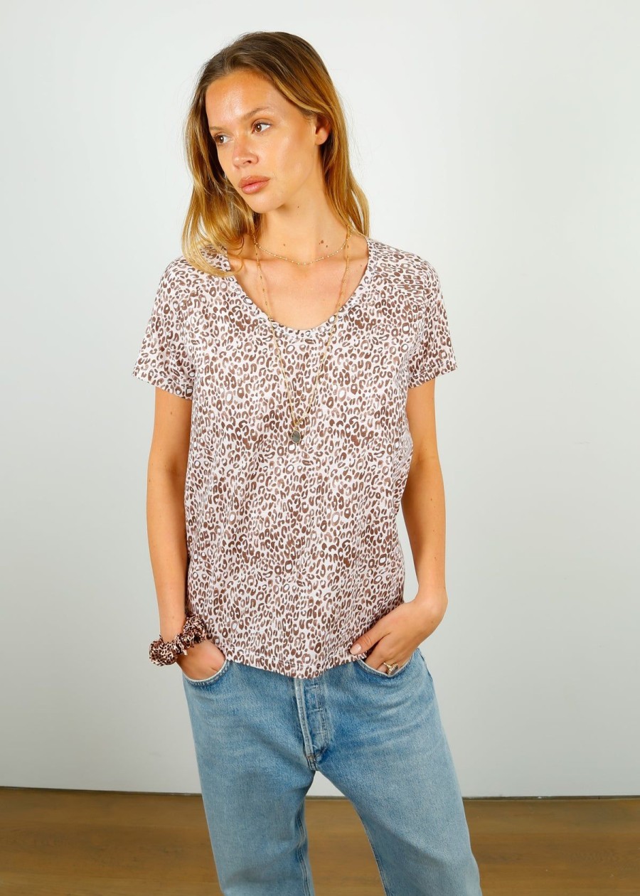 Women PARK Tops | Park Cotton V Neck In Leopard