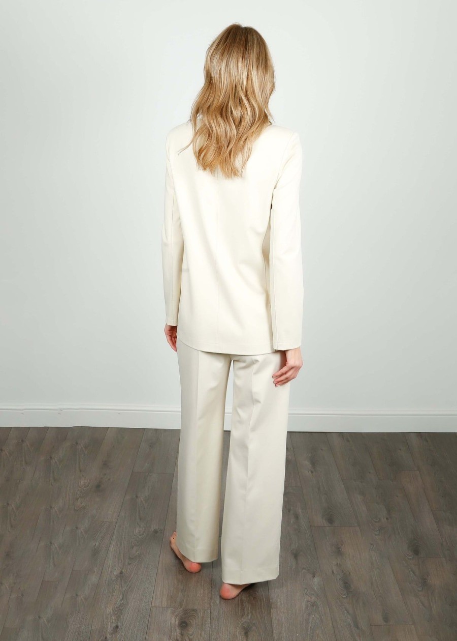 Women Harris Wharf London Trousers | Hw A844 Pleated Wide Leg Trousers In Ivory