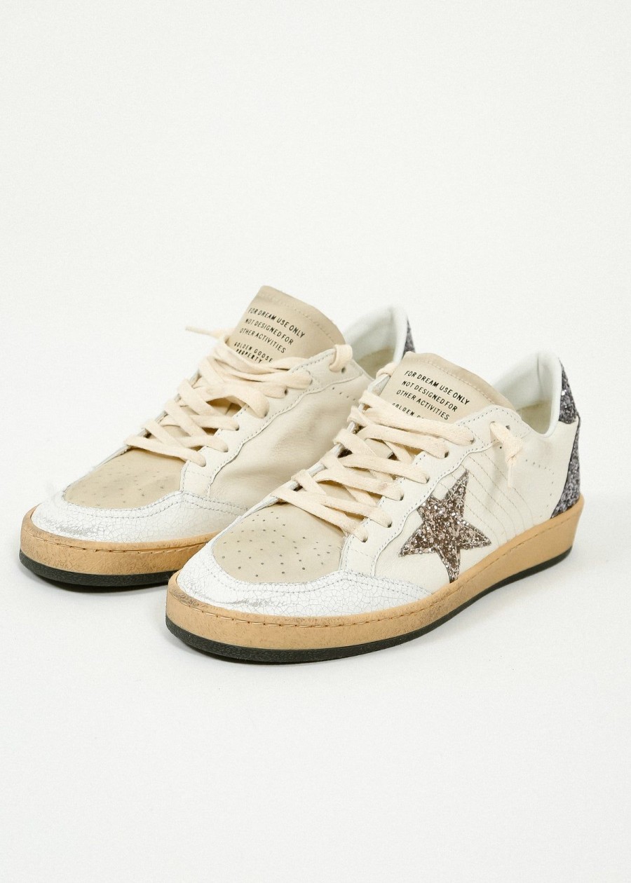 Women Golden Goose Trainers | Gg Ballstar In White, Cinder, Antracite