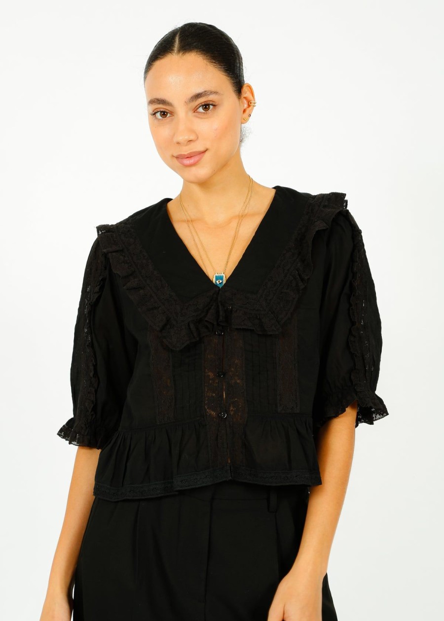 Women Rixo Tops | Rixo Ellery Top In Black