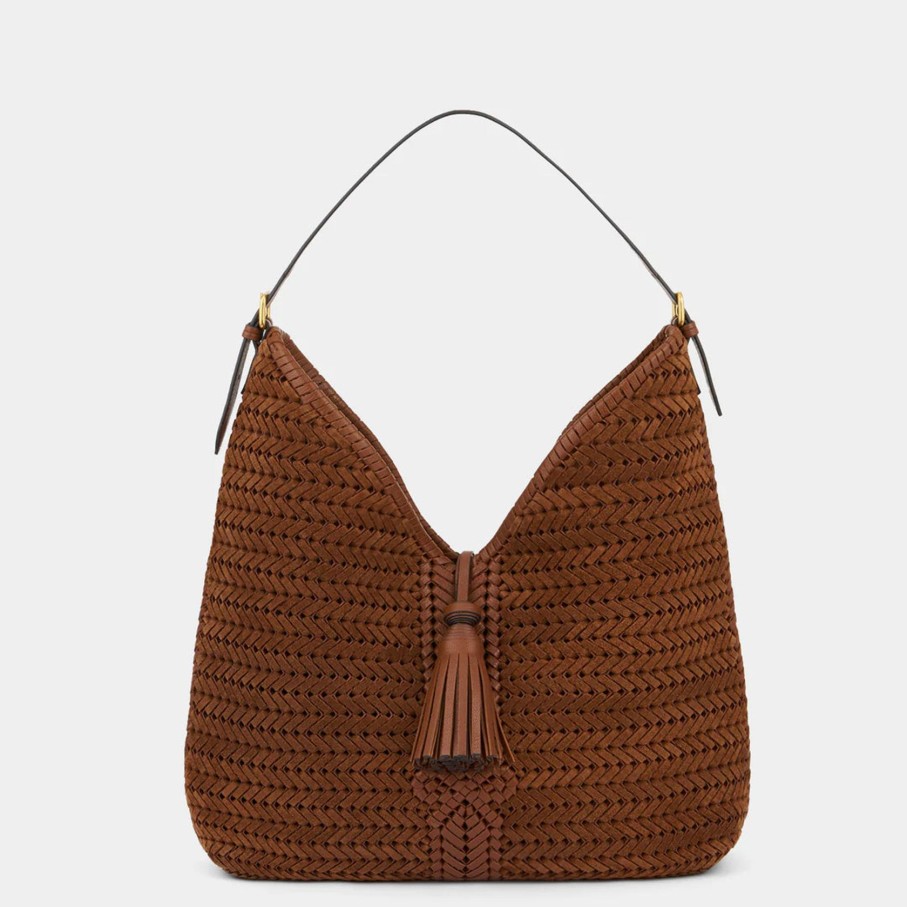 Women Anya Hindmarch Bags | Ah Nesson Tassel Hobo In Cedar Suede