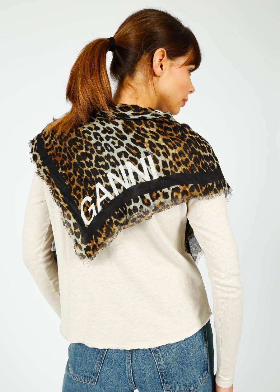 Women GANNI Scarves | Ganni A5512 Printed Xl Scarf In Leopard