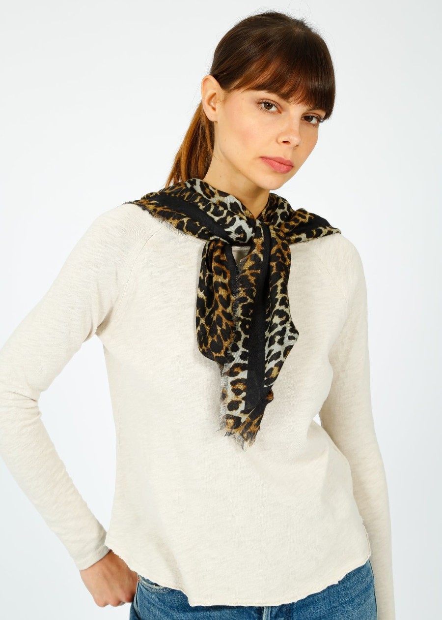 Women GANNI Scarves | Ganni A5512 Printed Xl Scarf In Leopard