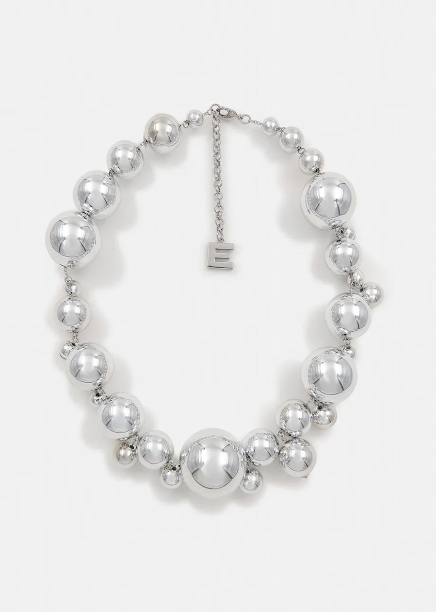 Women Essentiel Antwerp Jewellery | Ea Felicita Big Beads Necklace In Silver Lining