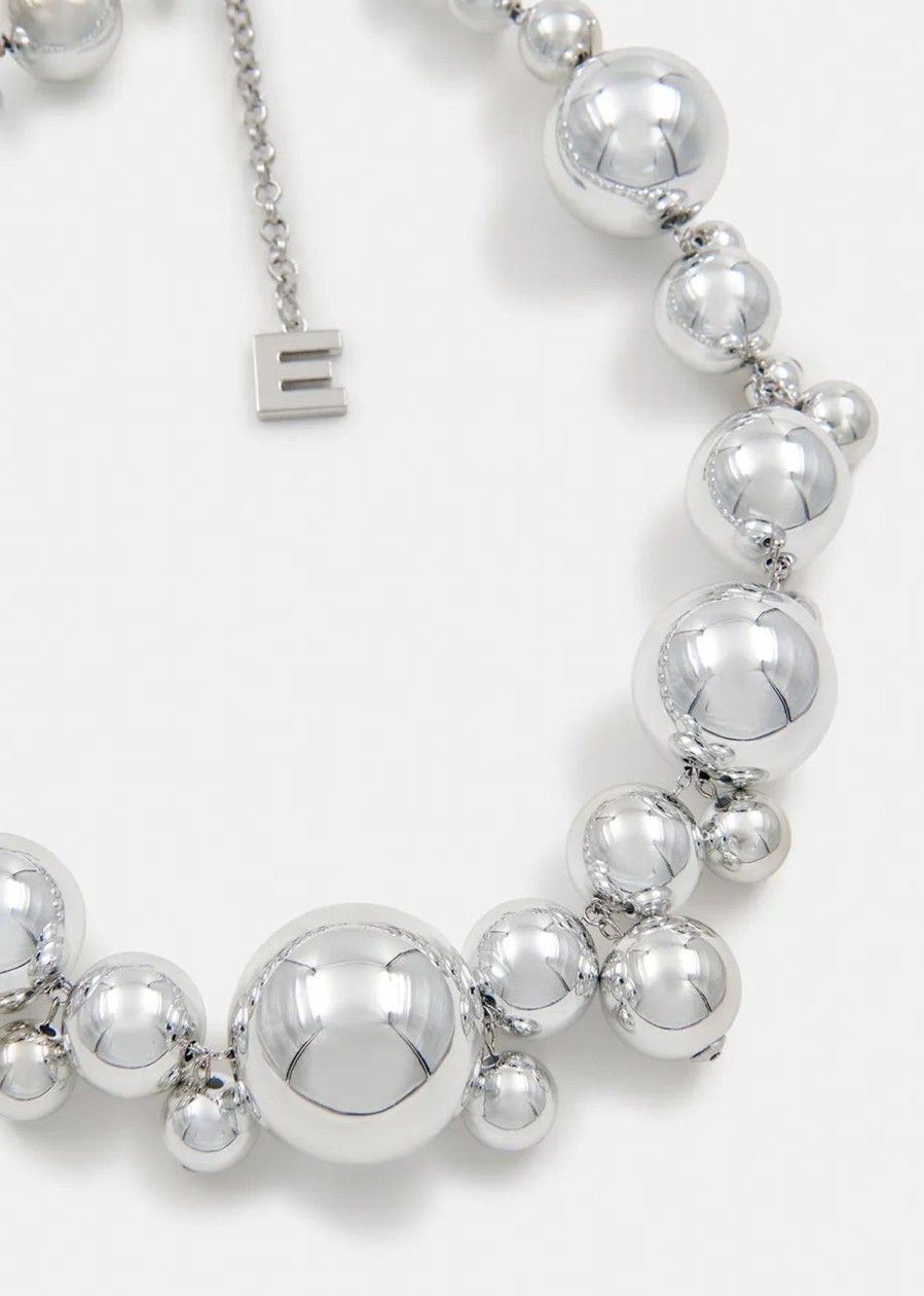 Women Essentiel Antwerp Jewellery | Ea Felicita Big Beads Necklace In Silver Lining