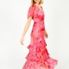 Women Rixo Dresses | Rixo Gold Gilly Dress In Butterfly Devore Pink