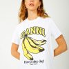 Women GANNI Tops | Ganni T3861 Bananas Relaxed Tee In White