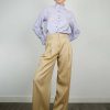 Women Golden Goose Trousers | Gg Golden Wool Gab Pants In Sand