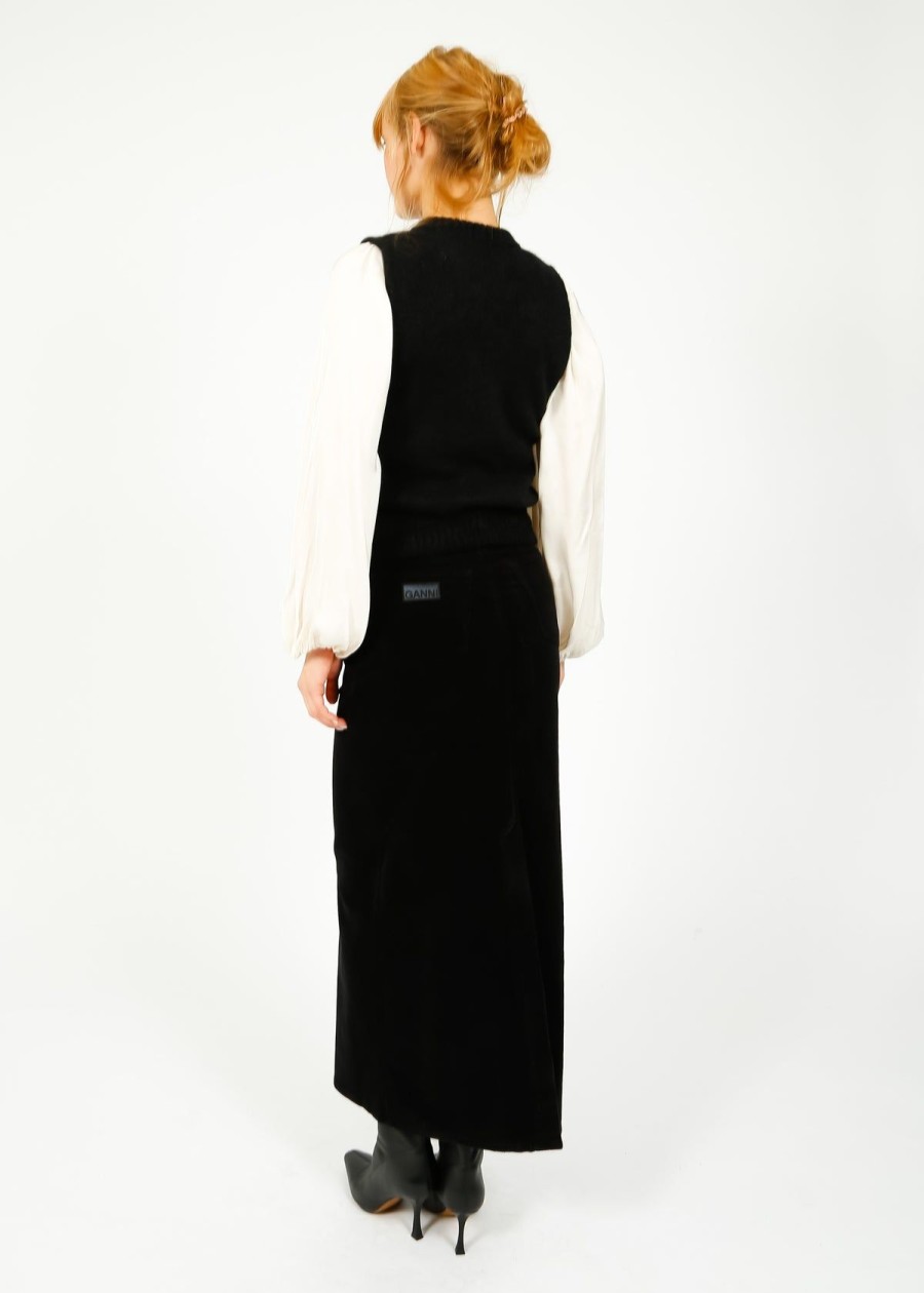 Women GANNI Skirts | Ganni F8799 Washed Corduroy Skirt In Black