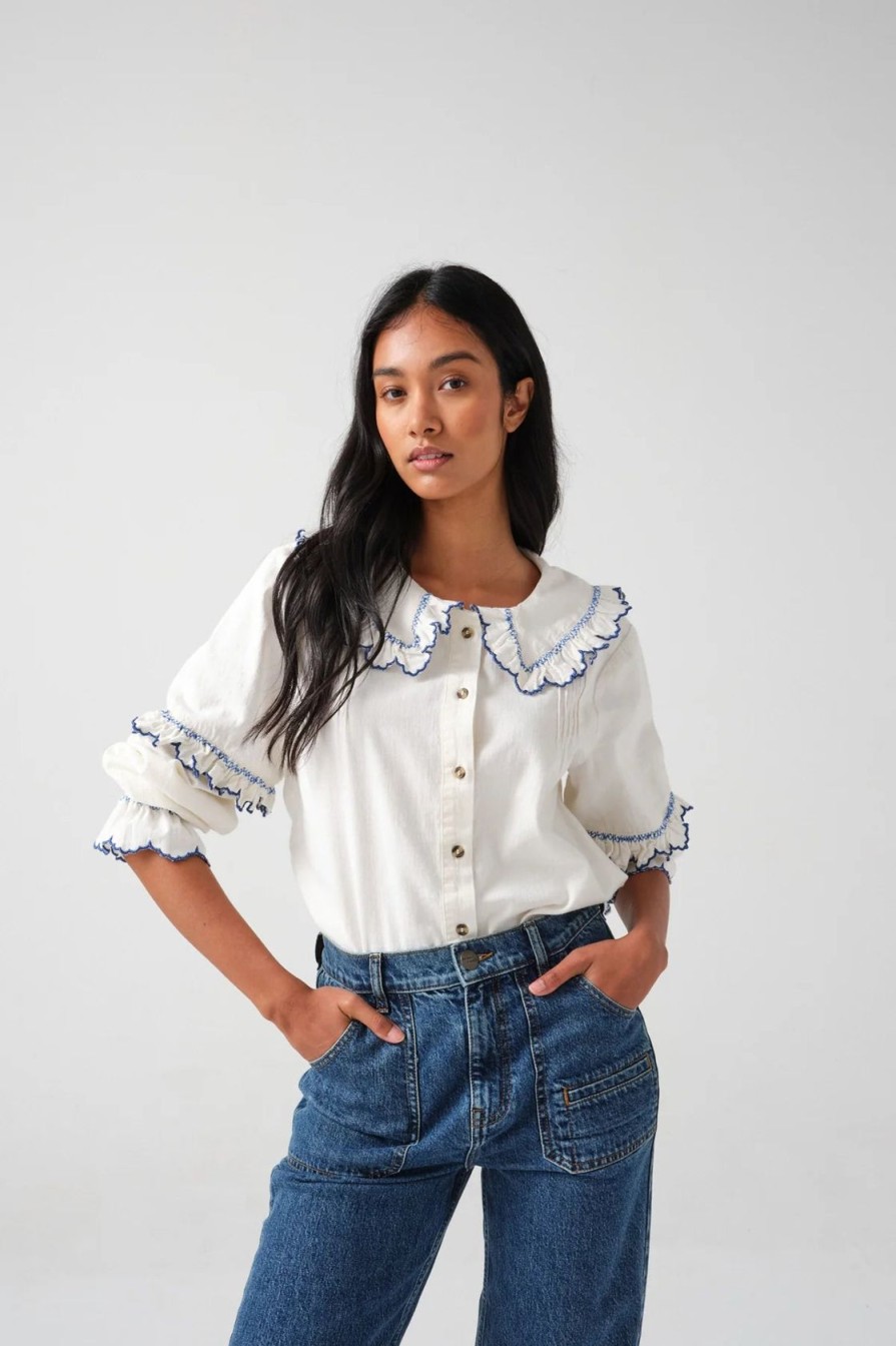 Women Seventy+Mochi Tops | S&M Phoebe Blouse In Ecru