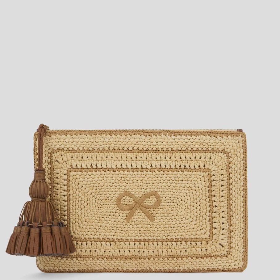 Women Anya Hindmarch Bags | Ah Georgiana Clutch In Raffia