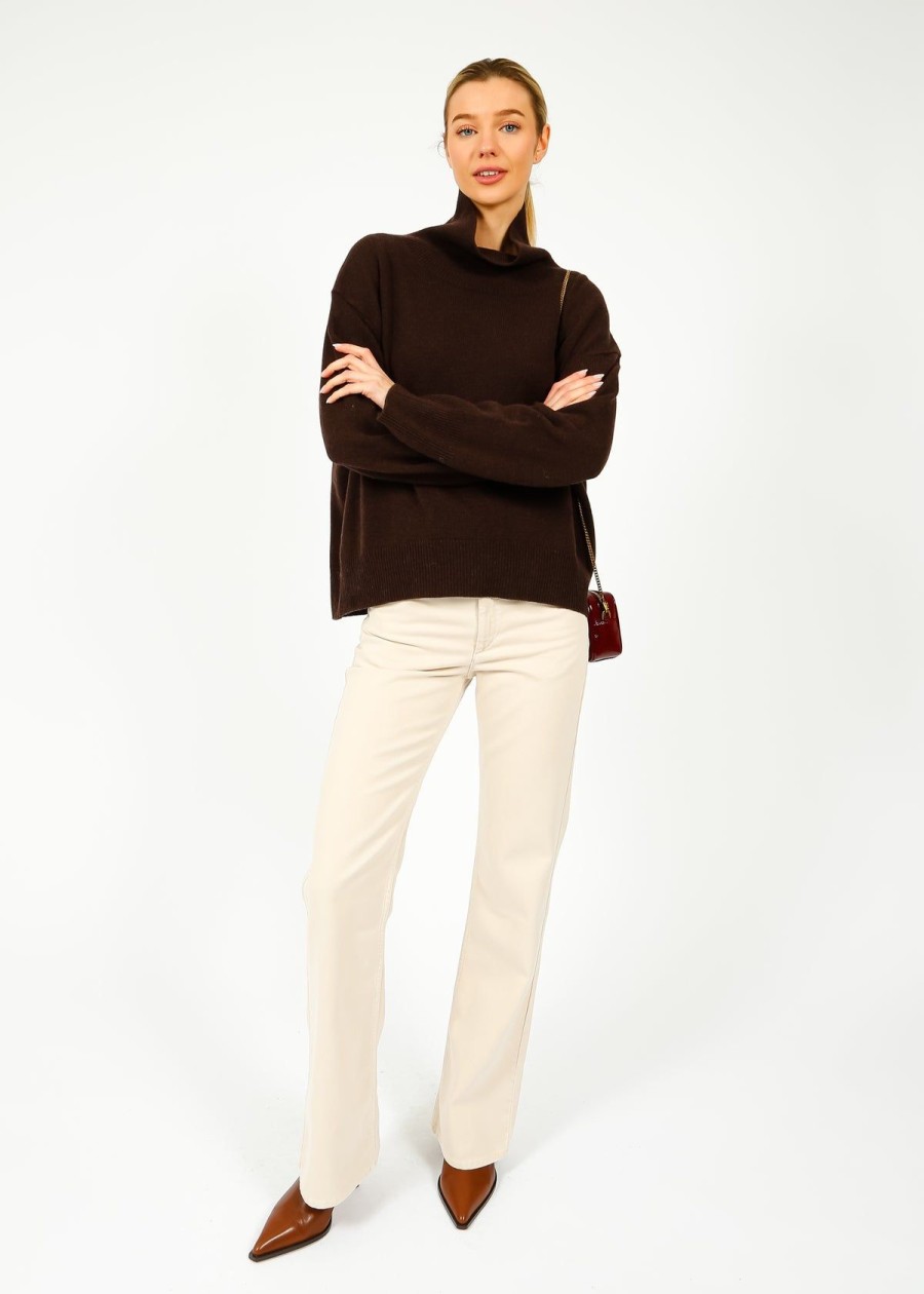 Women VK Cashmere Knitwear | Vk Laura Roll Neck Jumper In Mustang Brown