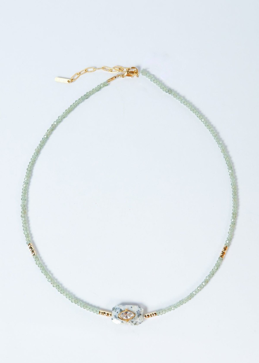 Women Hanka Jewellery | Hanka Inside Choker In Green Apatite, Dendrite Agate