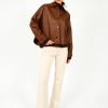 Women Weekend MaxMara Jackets | Mm Vortice Leatherjacket In Rust