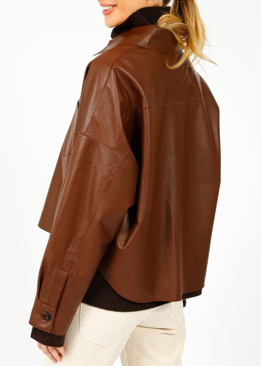 Women Weekend MaxMara Jackets | Mm Vortice Leatherjacket In Rust