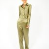 Women Joseph Trousers | Joseph Tova Silk Satin Pant In Dark Olive