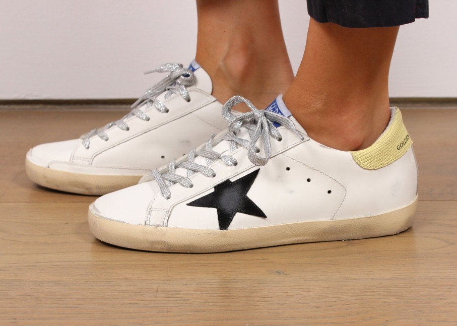 Women Golden Goose Trainers | Gg Super Star In White, Black, Light Green