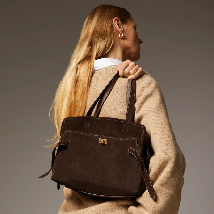 Women Anya Hindmarch Bags | Ah Wilson Suede Bag In Coffee