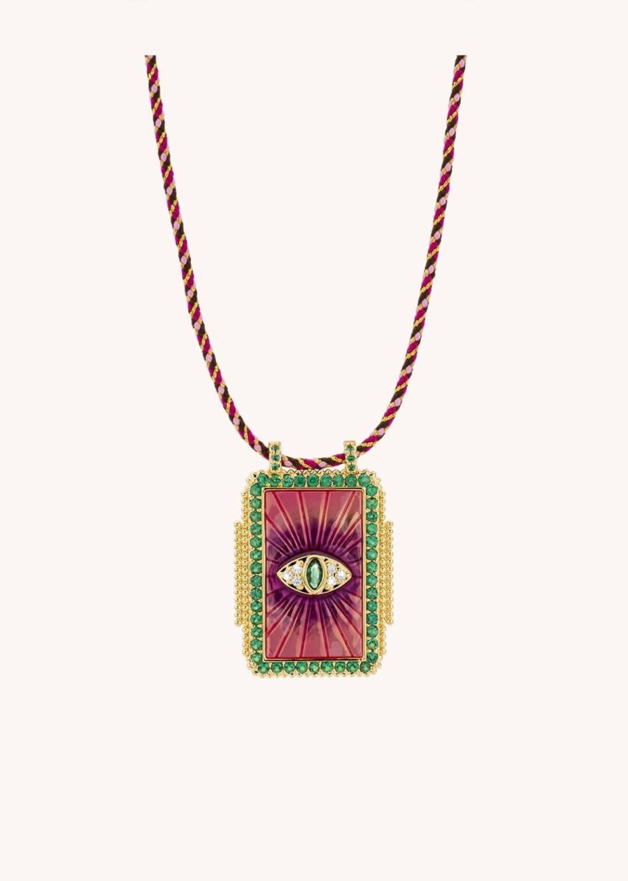 Women MYA BAY Jewellery | Mya Bay Bohemian Eye Necklace In Fuchsia