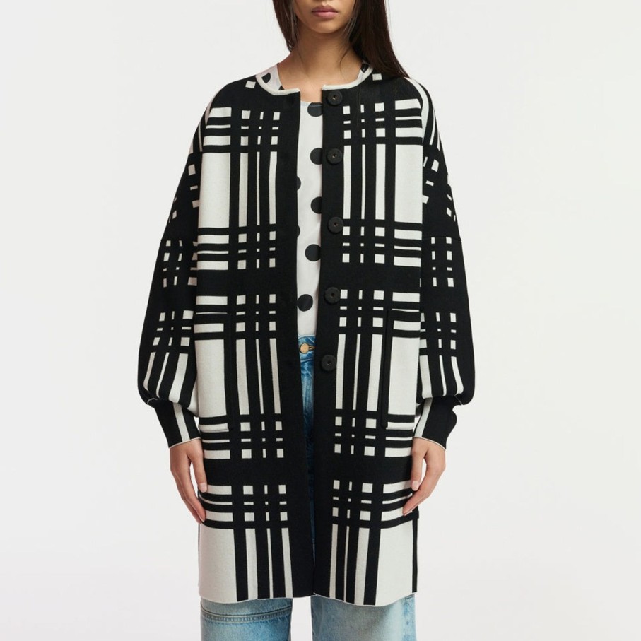 Women Essentiel Antwerp Coats | Ea Flow Long Knitted Coat In Off White