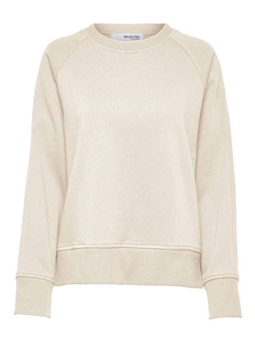 Women Selected Femme Loungewear | Slf Liesel Sweatshirt In Sand Melange