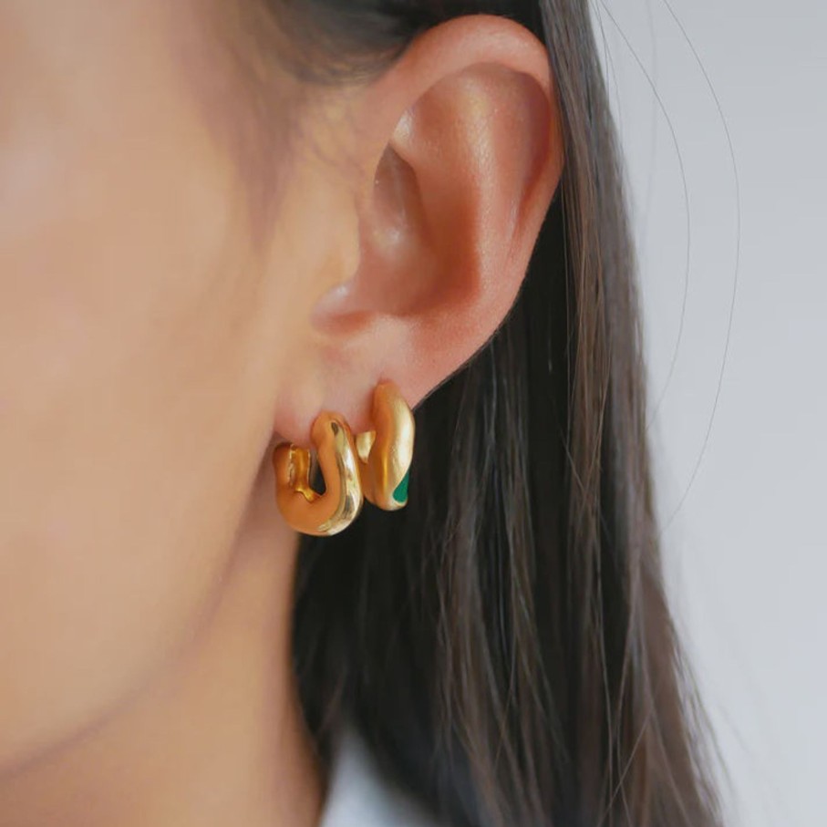 Women Enamel Copenhagen Jewellery | Enamel Gianna Hoops In Gold