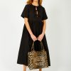 Women GANNI Dresses | Ganni F9199 Cotton Poplin Long Tie String Dress In Black