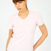 Women Selected Femme Tops | Slf Essential Ss V Neck In Cradle Pink