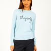 Women Bella Freud Knitwear | Bf Rhapsody Chainstitch Jumper In Fifth Element Blue